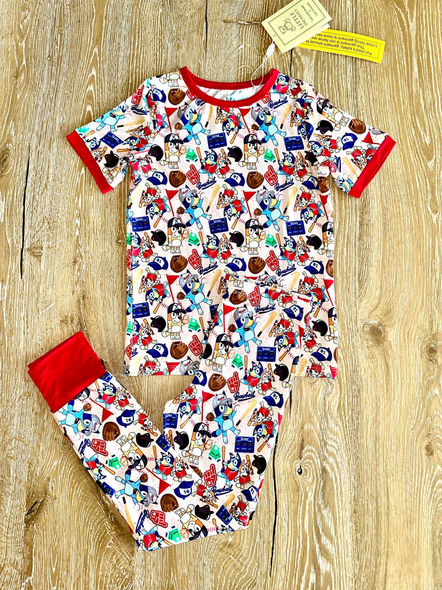 Bamboo Short Sleeve Pant Lounge Set- SPRING FEVER BASEBALL BUDDIES