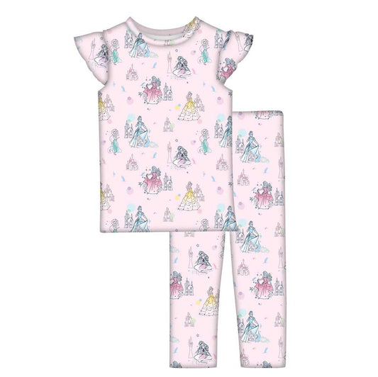 Bamboo Flutter Sleeve Pant Lounge Set- MAGICAL PRINCESS CASTLES