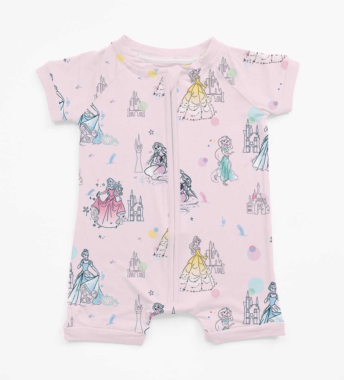 Bamboo Shortie Romper- MAGICAL PRINCESS CASTLES