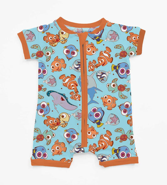 Bamboo Shortie Romper- MAGICAL NEMO REEF FRIENDS