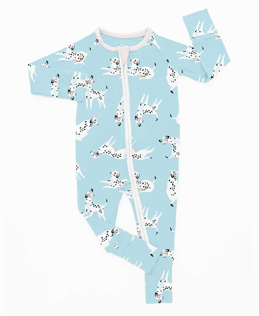 Bamboo Zippy Romper- BEAUTIFULLY BOLD BLUE DALMATIONS