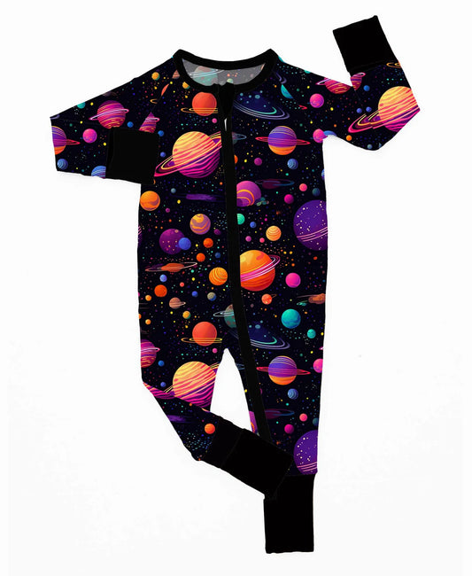 Bamboo Ruffle Zippy Romper- BEAUTIFULLY BOLD SOLAR GALAXY