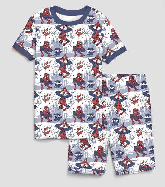 Bamboo Short Sleeve Shorts Lounge Set- SUMMER LOVE BAM! POW! SPIDEY