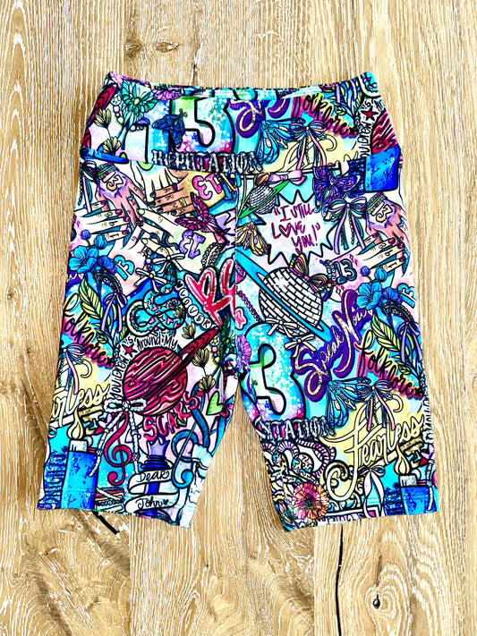 Kids Cloud Soft Fitted Shorts- SUMMER LOVE FEARLESS TS TAYLOR