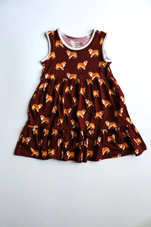 Bamboo Tiered Twirl Dress with Pockets- COLLIE TEXAS