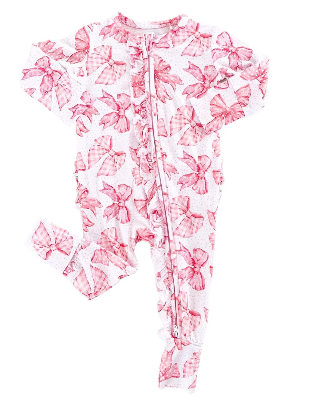 Bamboo Ruffle Zipper Romper (IVY)- LOVIN’ BOWS