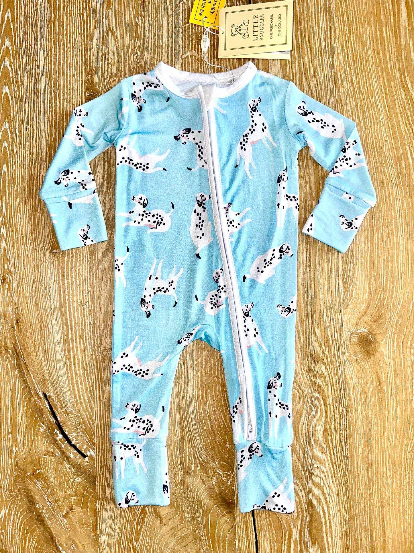 Bamboo Zippy Romper- BEAUTIFULLY BOLD BLUE DALMATIONS