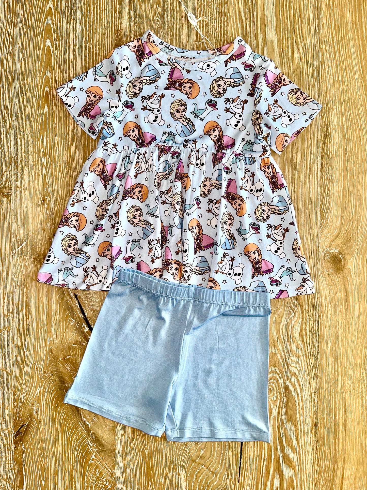 Bamboo Short Sleeve Peplum Set- PARK FUN PRINCESS SISTERS ELSA ANNA