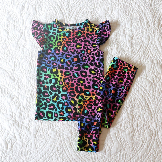 Bamboo Flutter Sleeve Lounge Set (PENELOPE)- FAV LIZZY LEOPARD