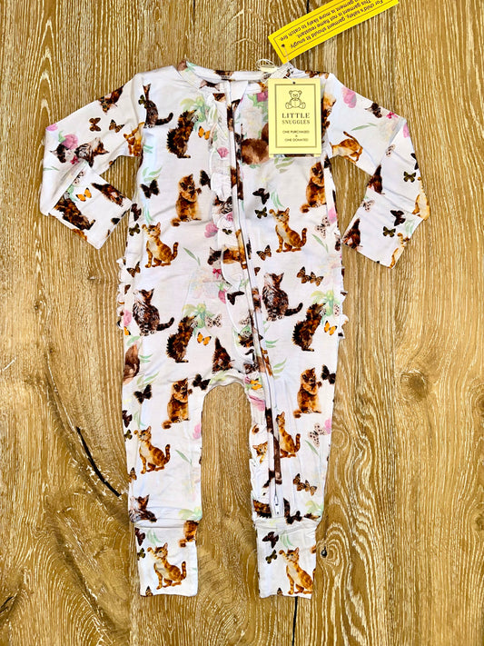 Bamboo Ruffle Zipper Romper (IVY)- SIMPLE THINGS PLAYFUL KITTENS