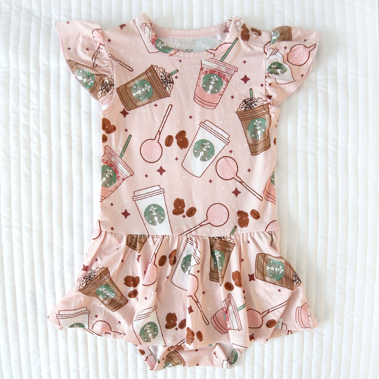 Bamboo Twirl Skirt Bodysuit with Headband (Claire)- PINK DRINK