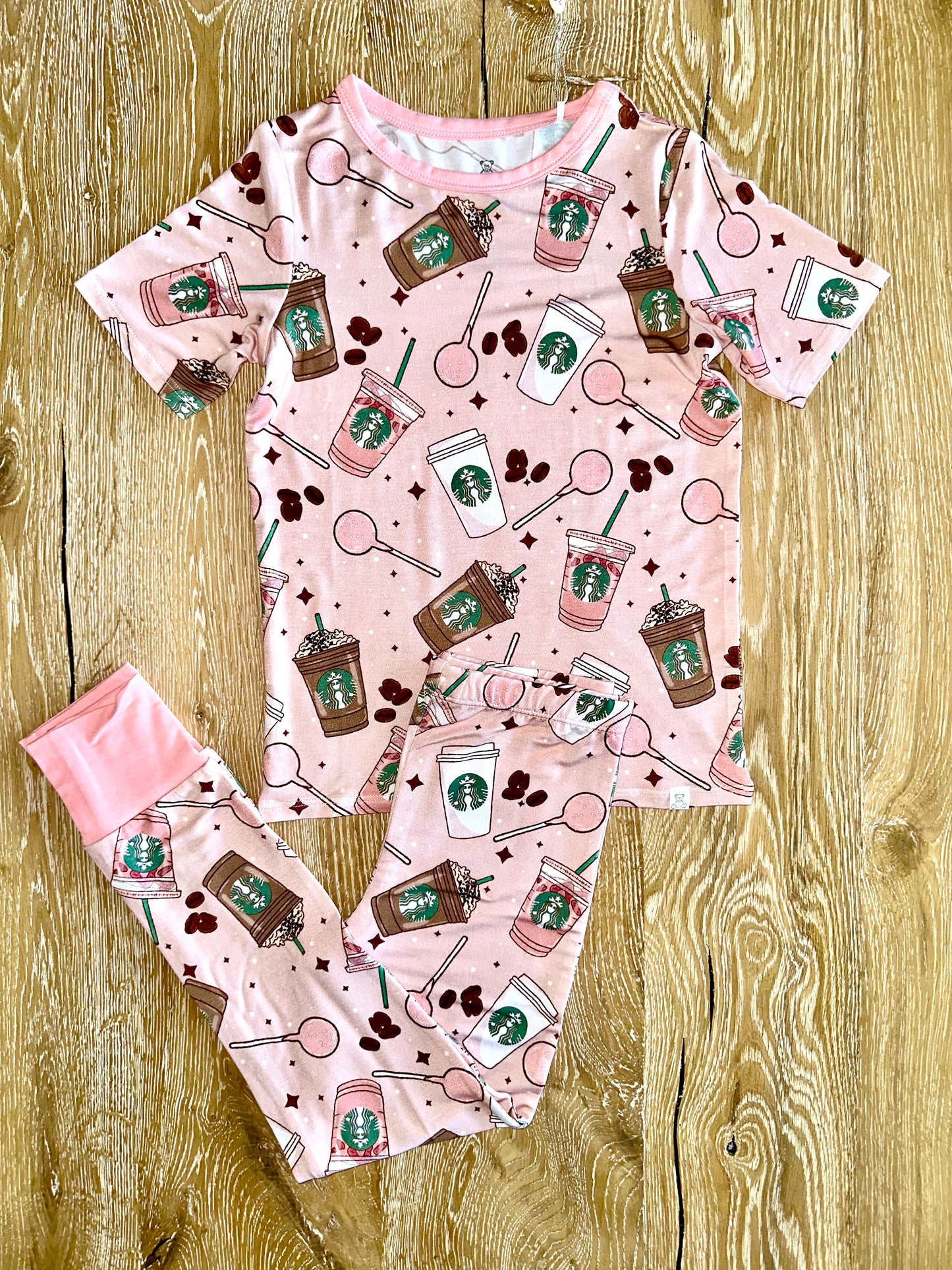 Bamboo Short Sleeve Pant Lounge Set- PINK DRINK