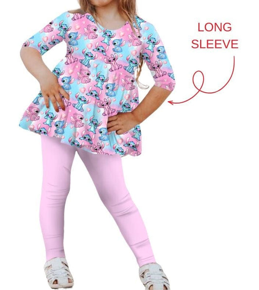 Bamboo Long Sleeve & Pants Peplum Set- TRUE LOVE STITCH IN LOVE