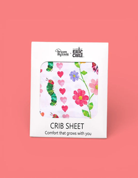 Dream Crib Sheet- ERIC CARLE LOVEBUG BLOOMS