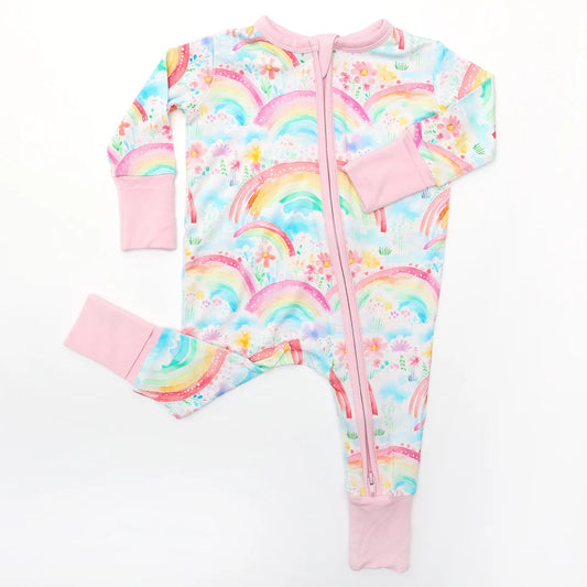 Bamboo (Connor) Zippy Romper- HAPPY SUMMER RAINBOWS