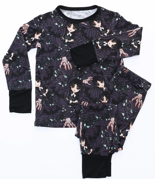Bamboo (Willow) Long Sleeve Lounge Set- VERY SCARY WEDNESDAY
