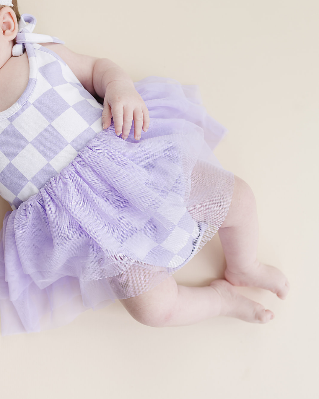 Tutu Romper | Checkered Lavender: 18-24M