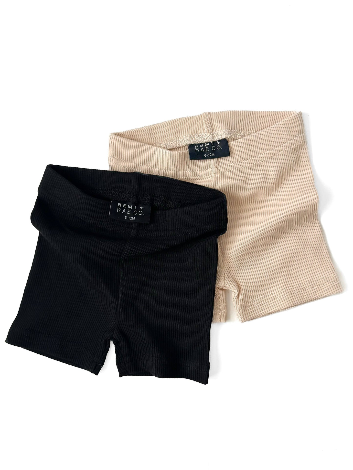 BAMBOO RIBBED BIKER SHORTS - SAND: 18-24M