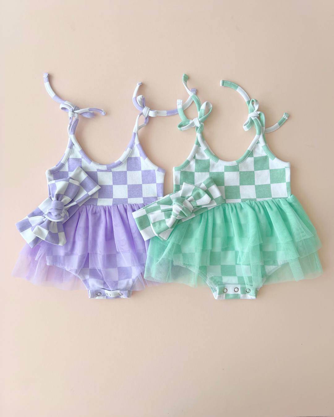 Tutu Romper | Checkered Lavender: 18-24M
