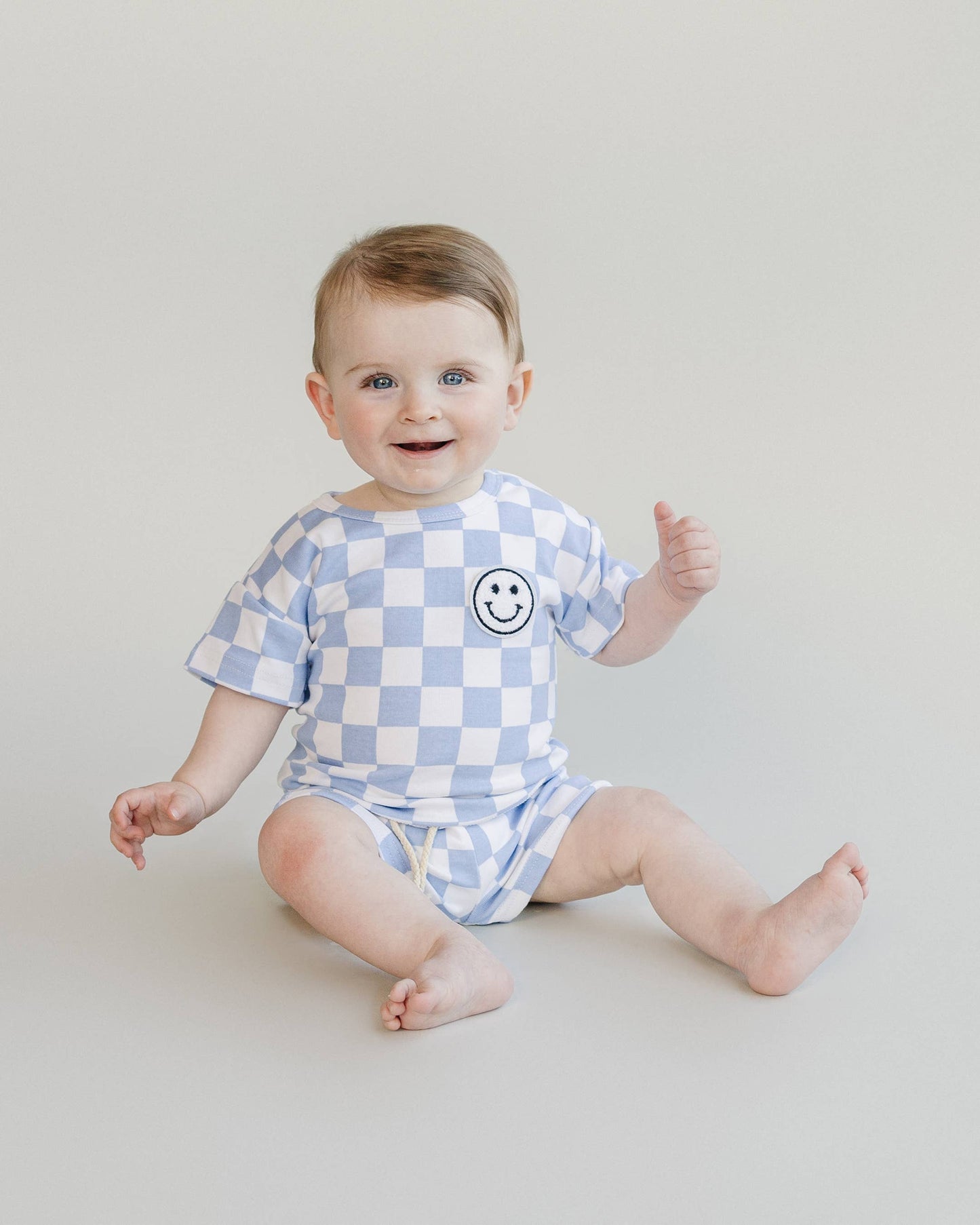 Checkered Shorts Set | Blue: 2T