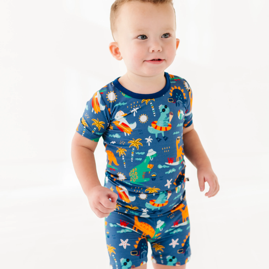 Blue Dino Toddler/Big Kid Shorts Pajamas: 5/6T