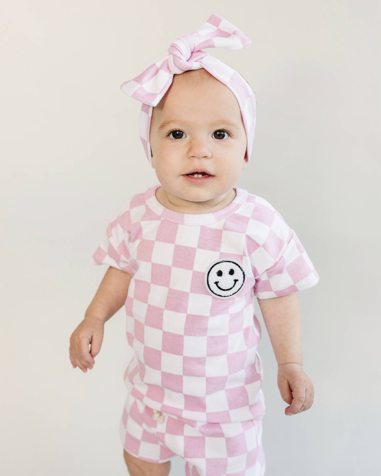 Checkered Shorts Set | Pink: 3T
