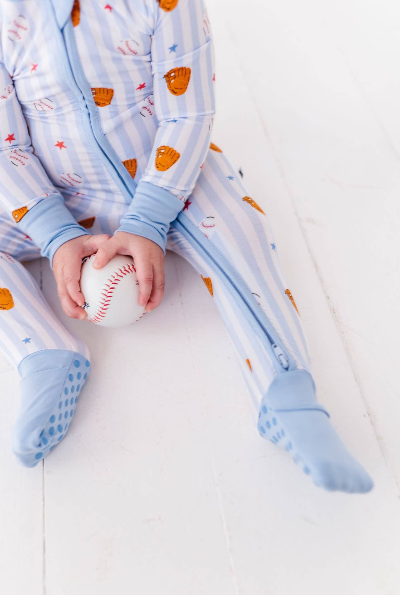Stripe Baseball Convertible Footie: 6-12 Months