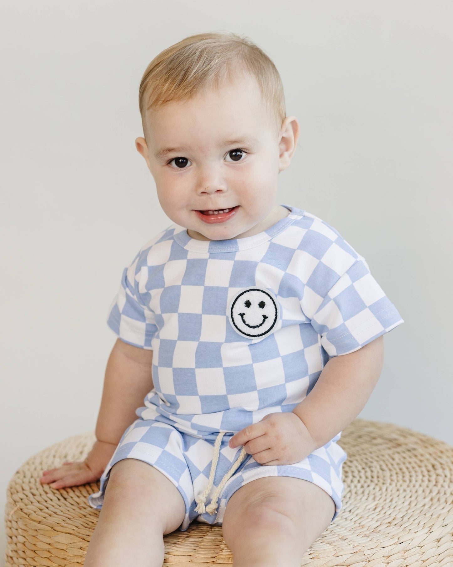 Checkered Shorts Set | Blue: 3T