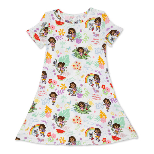 Dora: Tropical Dreams Bamboo Girls' Short Sleeve Dress