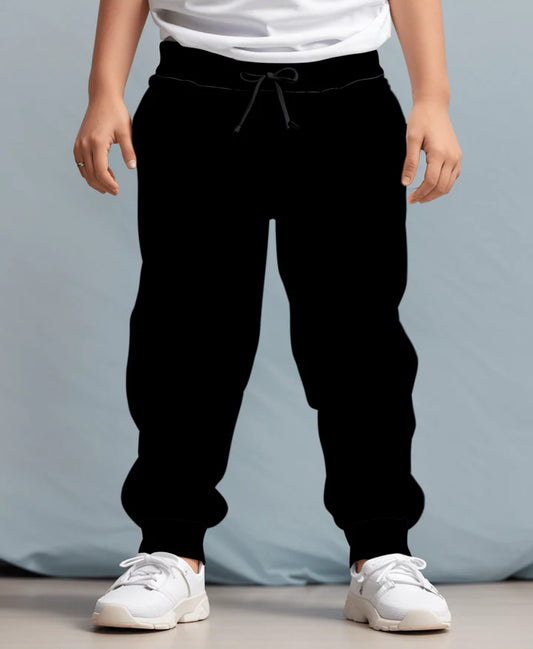 Kids Solid Black Joggers- ROUTE 66