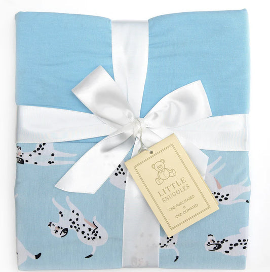 3 Layer Bamboo Blanket- LARGE QUILTED 60X80 -BLUE DALMATIONS