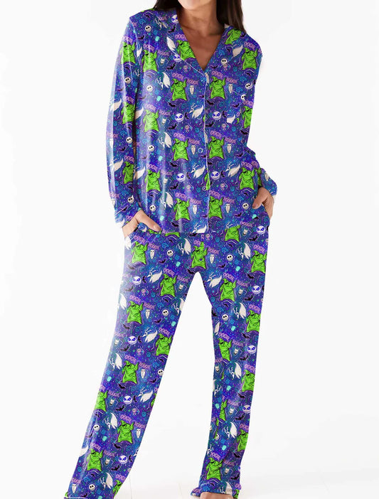 Women's Bamboo Long Sleeve Lounge Set- VERY SCARY BOOGIE MONSTER