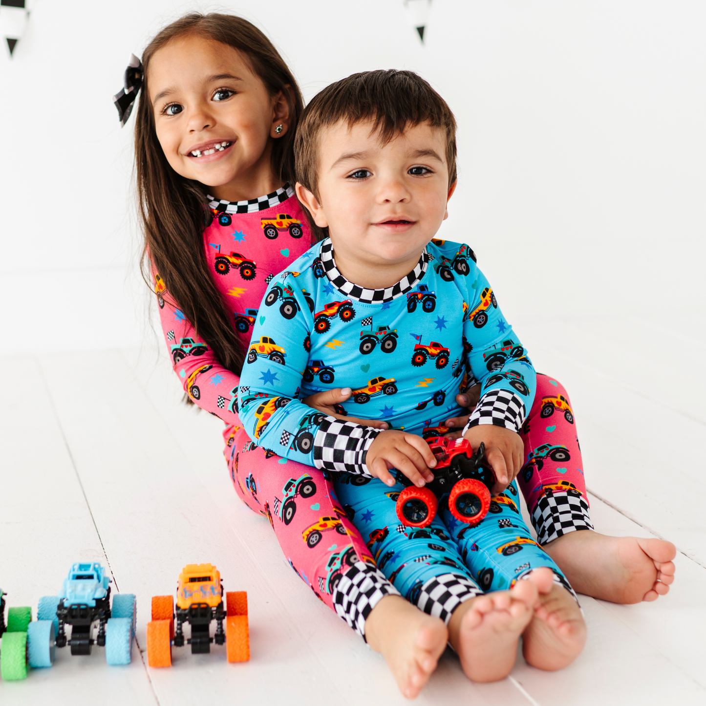 Pink Monster Trucks Kids Pajamas: 4T