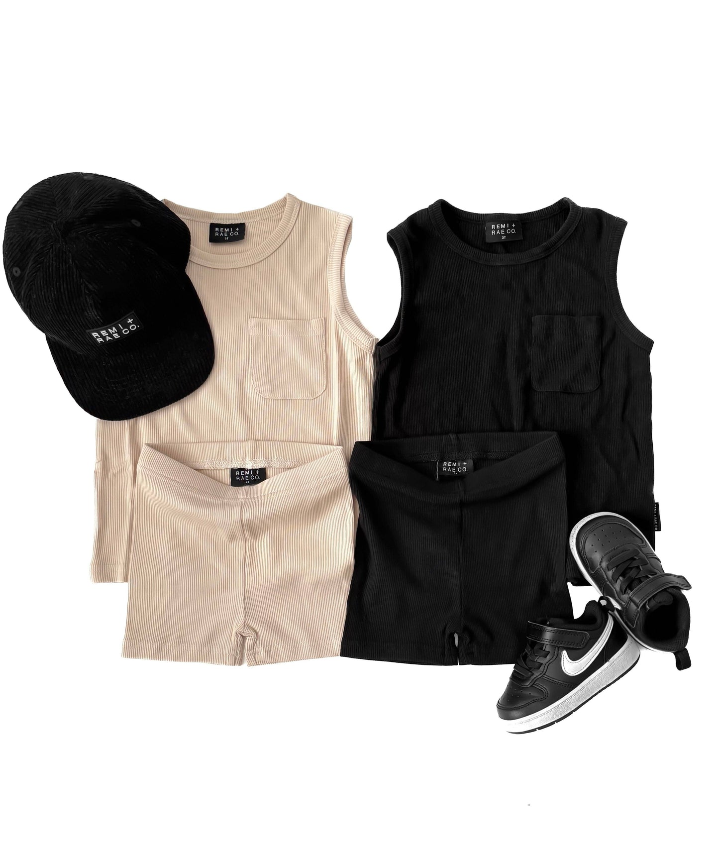 BAMBOO RIBBED POCKET TANK - SAND: 5T