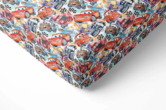 Bamboo Bedding Separates- MAGICAL SUMMER CARS GO VROOM TWIN SHEET SET