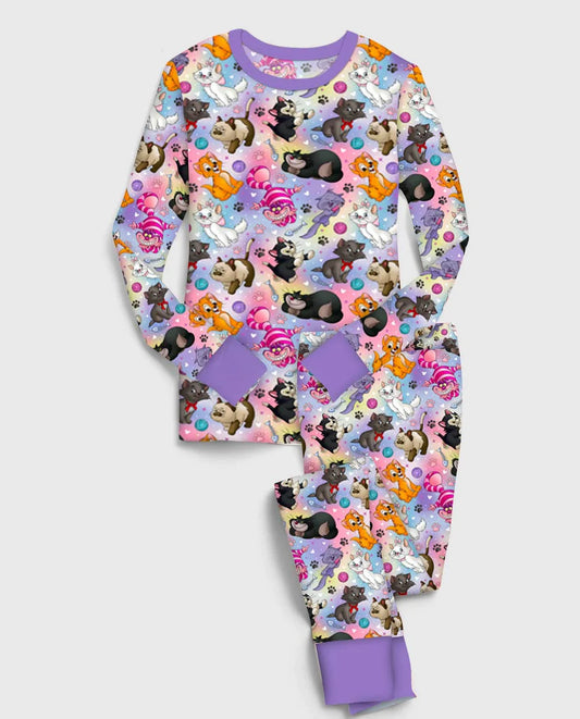 Bamboo (Willow) Long Sleeve Lounge Set- DAZZLING DUOS PURRFECT CATS
