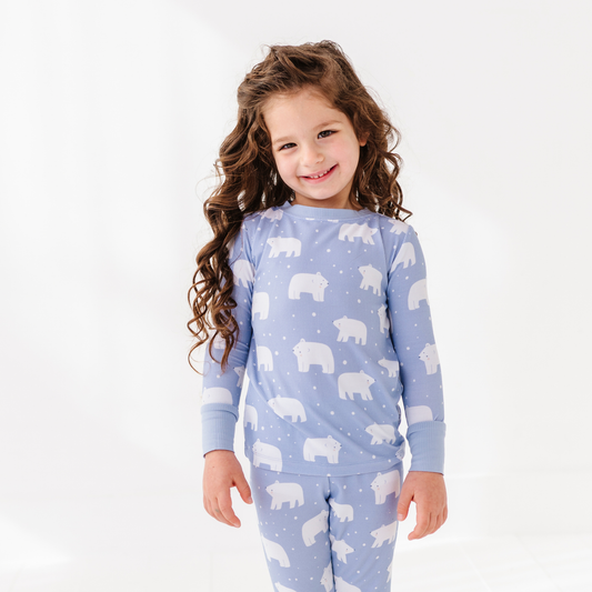 Stay Chill Polar Bear Ribbed Kids Pajamas