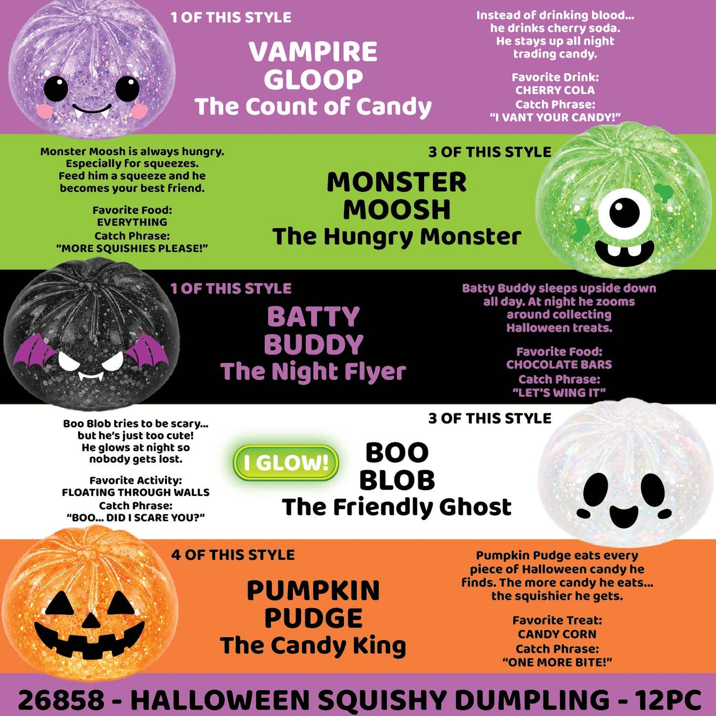 Fun Doh Halloween Mystery Dumpling Squishy - 12/Display: Wholesale Price