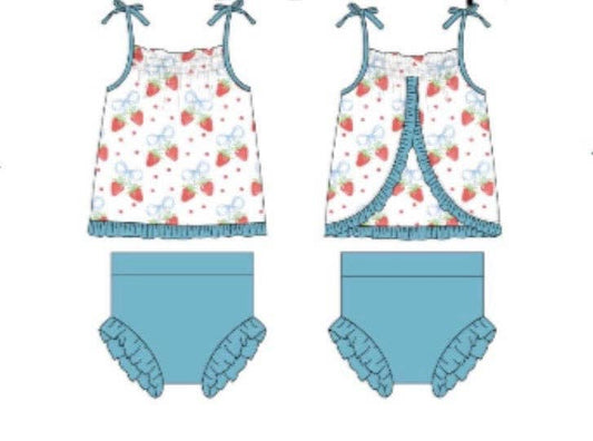 Strawberries and Bows Ruffled Peplum Swing Set