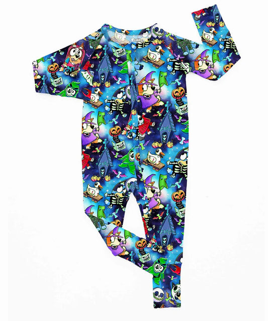 Bamboo Zippy Romper (CONNER)- BOO BASH CREEPIN' IT BLUE