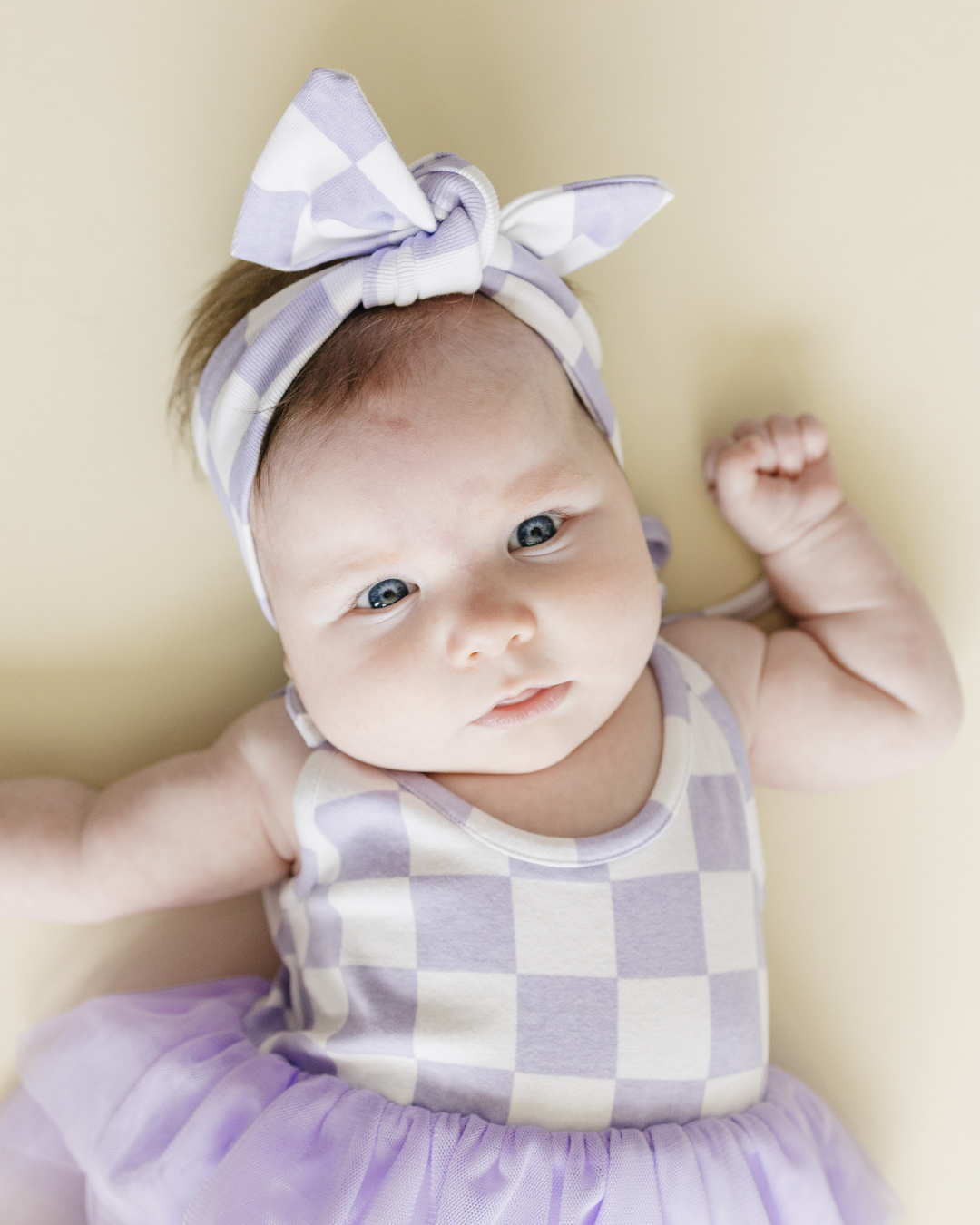 Tutu Romper | Checkered Lavender: 18-24M