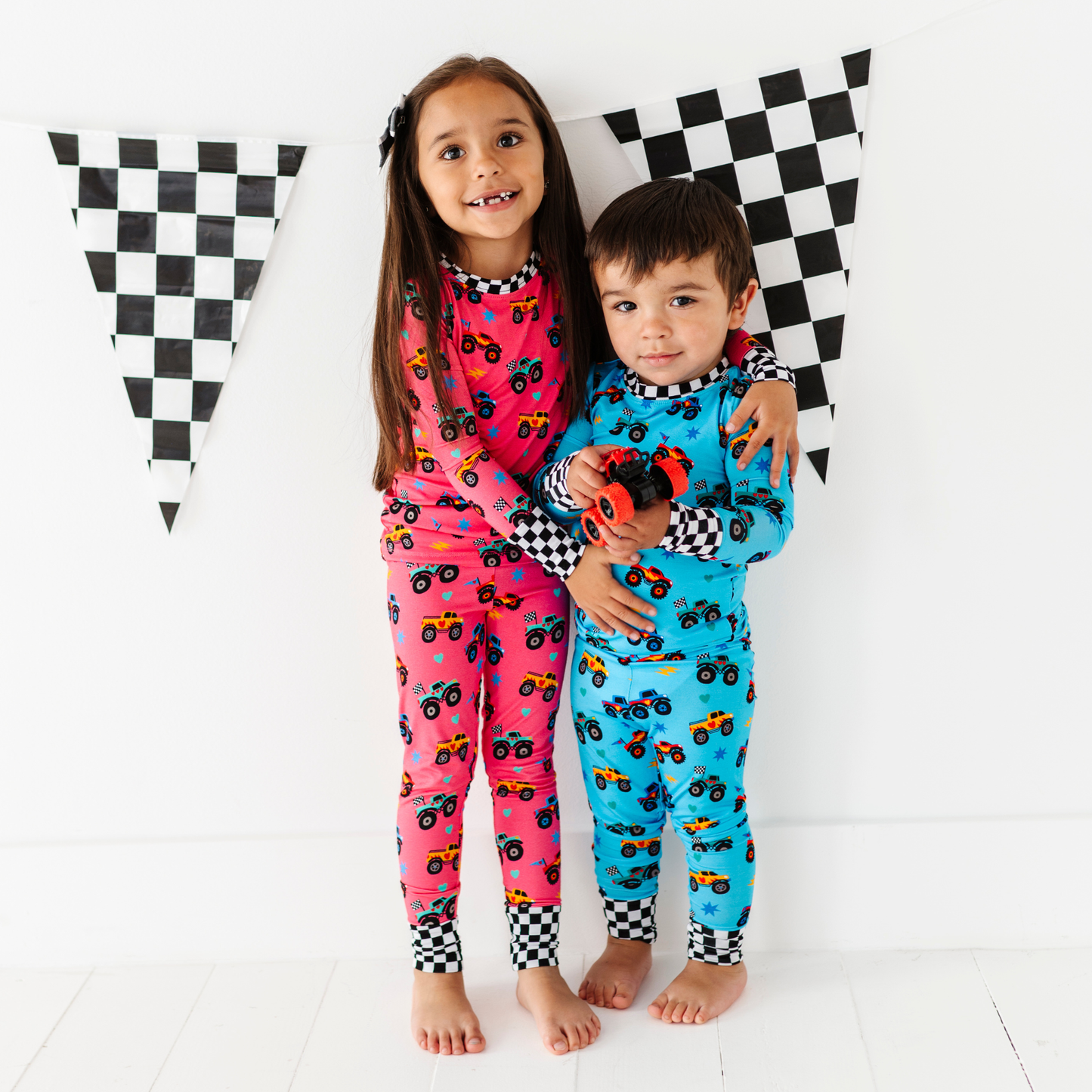 Pink Monster Trucks Kids Pajamas: 4T