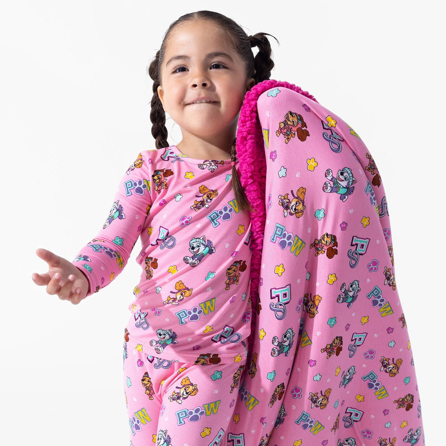 PAW Patrol: Varsity Pink Bamboo Sherpa Blanket: 45 x 60 in