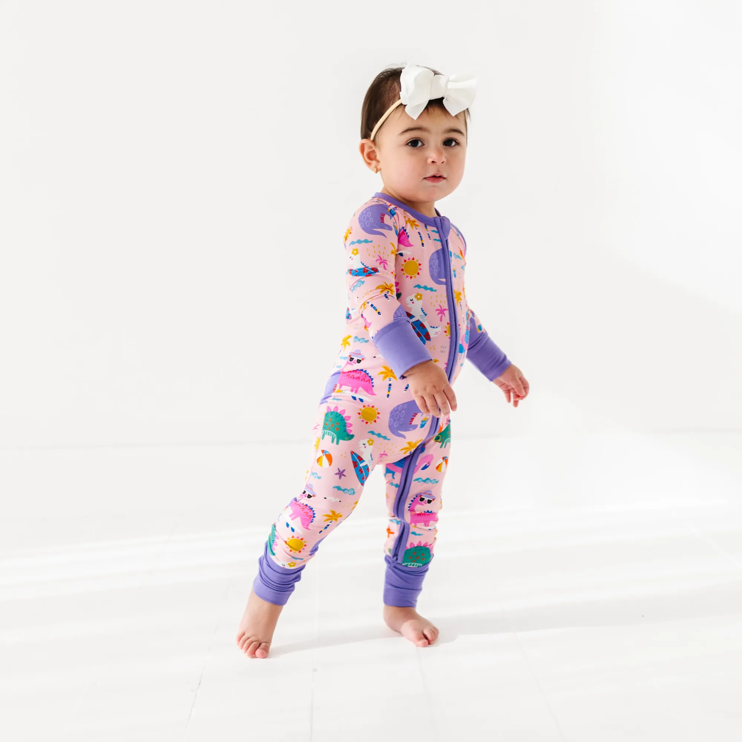 Pink Dino Convertible Footie: 6-12 Months