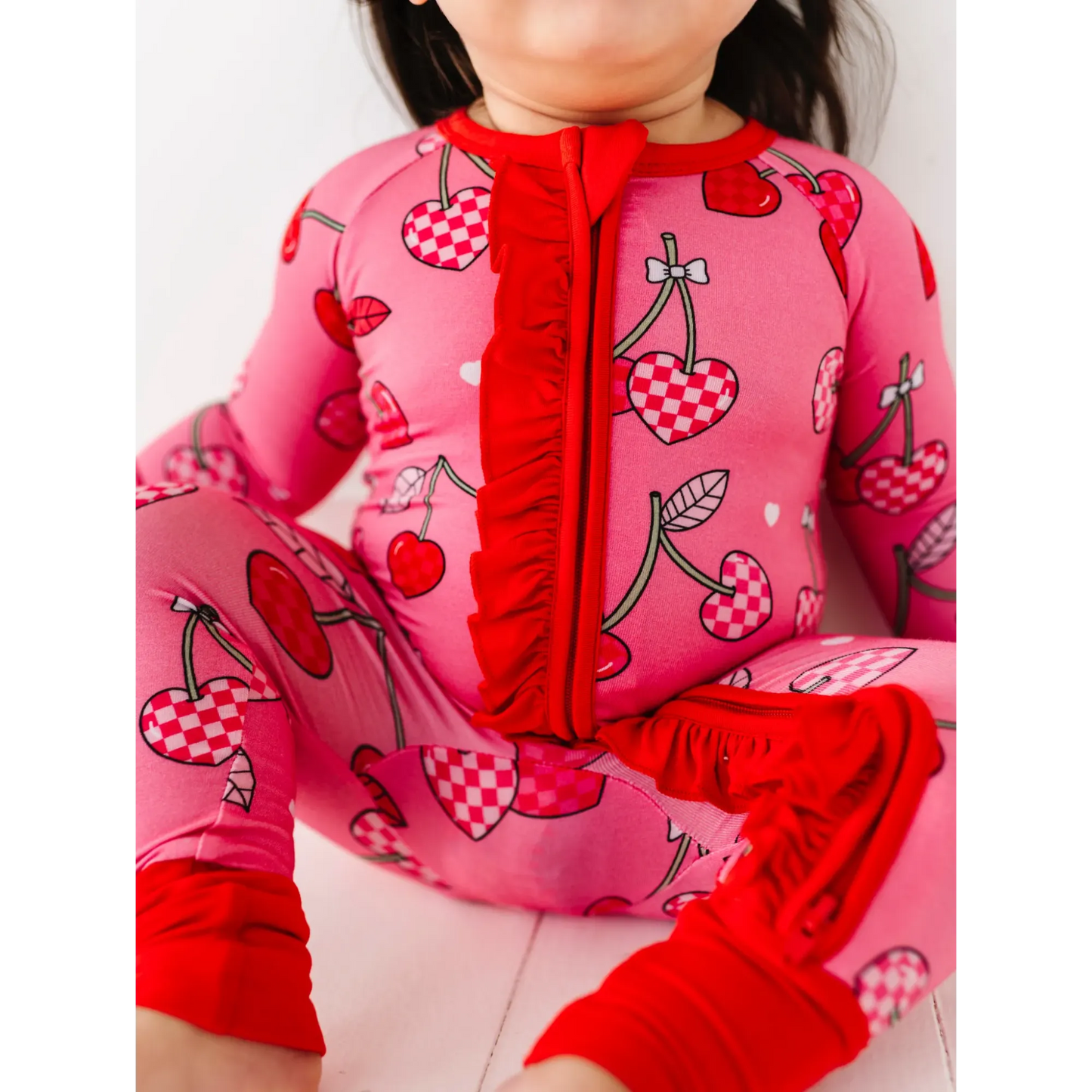 Cherry Convertible Footies with Ruffle