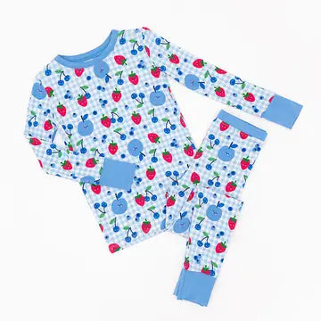 Kids 2pc Pajamas Long Sleeves and Pants- BERRY PATRIOTIC