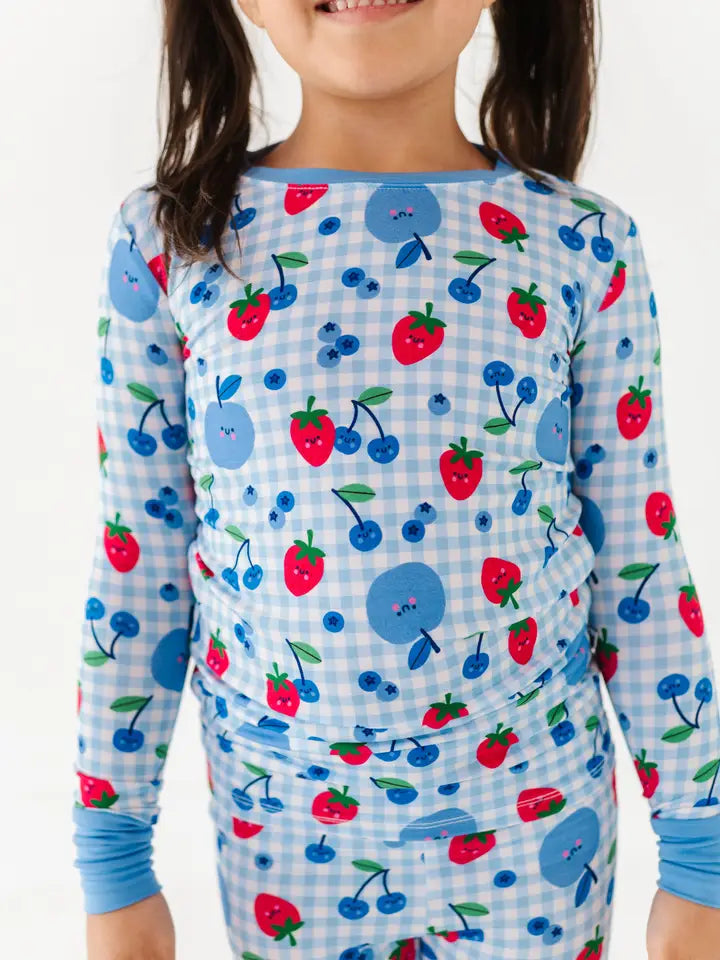 Kids 2pc Pajamas Long Sleeves and Pants- BERRY PATRIOTIC