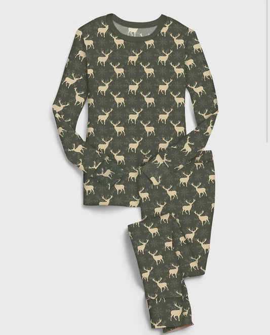 Bamboo (Willow) Long Sleeve Lounge Set- WONDERLAND RUSTIC DEER