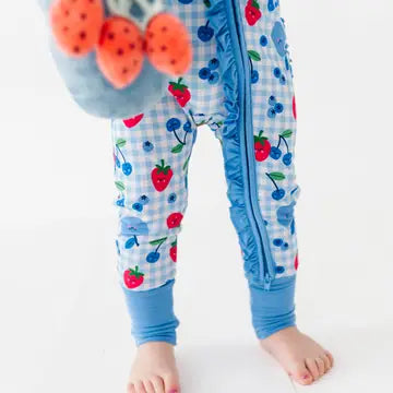 Convertible Footies with Ruffle- BERRY PATRIOTIC