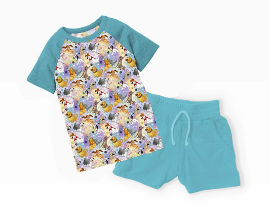 Bamboo Short Sleeve & Short Set (KNOX)- DAZZLING DUOS DOG TALES